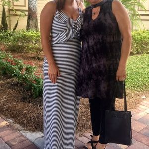 Blue and White Striped Maxi Dress